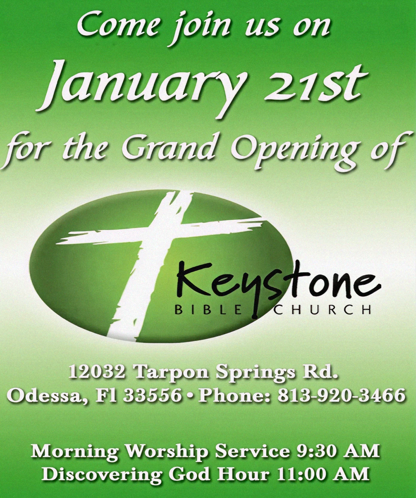 Grand Opening flyer, January 21st